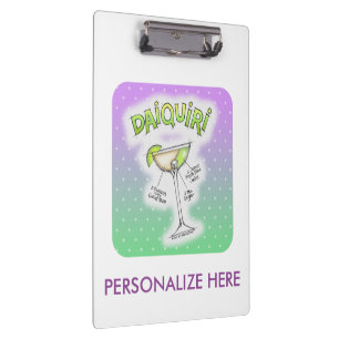 PORTE-BLOC CLIPBOARD - RECIPE DAIQUIRI COCKTAIL ART