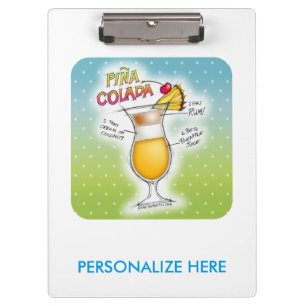 PORTE-BLOC CLIPBOARD - RECIPE DE PINA COLADA COCKTAIL ART