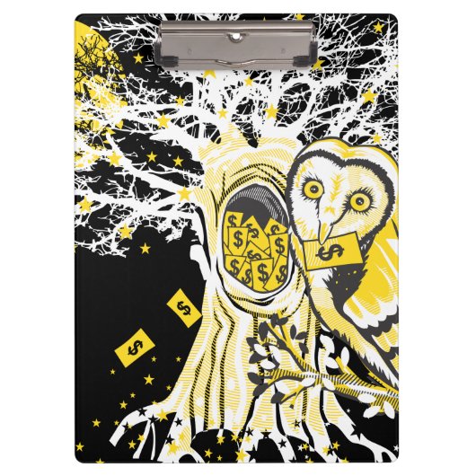 Porte-bloc Clipboard Urban Tree Owl & Wealth Surreal Pop-Art (Devant)