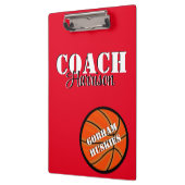 Porte-bloc Coach d'équipe Basketball rouge et blanc Personnal (Gauche)