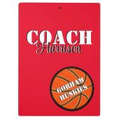 Porte-bloc Coach d'équipe Basketball rouge et blanc Personnal (Dos)