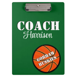Porte-bloc Coach d'équipe Basketball vert et blanc Personnali
