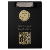 Porte-bloc Code QR Logo d'entreprise Noir moderne (Devant)