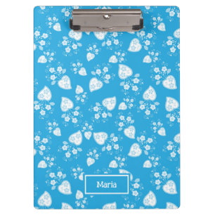Porte-bloc Coeur de fleur bleu avec fleurs motif