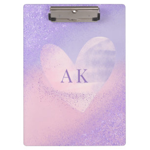 Porte-bloc Cœur dégradé violet rose Monogramme
