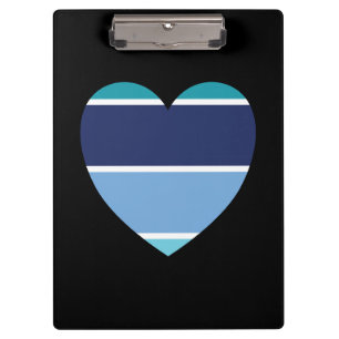 Porte-bloc Coeur rayé bleu
