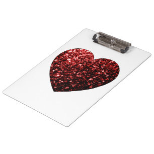 Porte-bloc Cœur rouge foncé faux paillettes scintillantes
