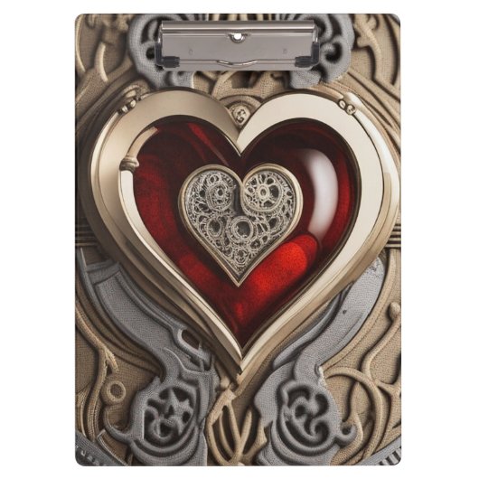 Porte-bloc Coeur Steampunk - Amour mécanique complexe (Devant)