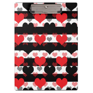 Porte-bloc Coeurs d'Amour Noir Rouge Avec Blancs Noir