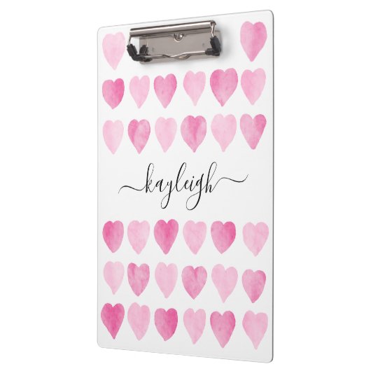 Porte-bloc Coeurs d'aquarelle rose mignonne (Gauche)