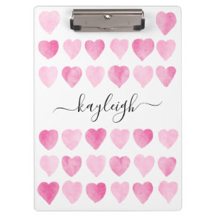 Porte-bloc Coeurs d'aquarelle rose mignonne