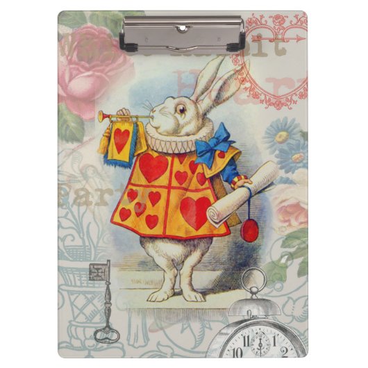 Porte-bloc Cœurs de Lapin Blanc Alice Classique (Devant)