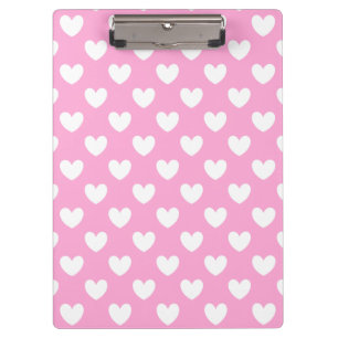 Porte-bloc Coeurs de polka blanc sur Cotton Candy rose