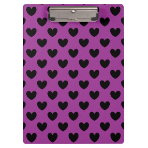 Porte-bloc Coeurs de polka noir sur violet