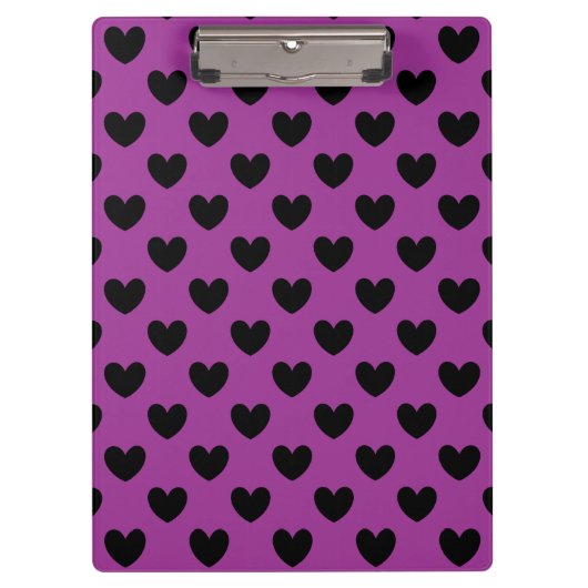 Porte-bloc Coeurs de polka noir sur violet (Devant)