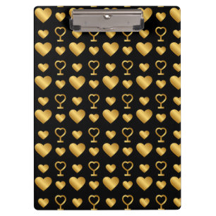 Porte-bloc Cœurs en feuille d'or noir de luxe