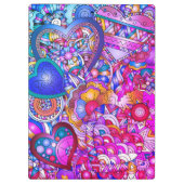 Porte-bloc Coeurs et fleurs colorés Abstrait Personnalisé (Dos)