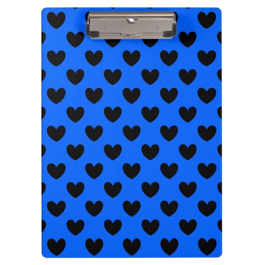 Porte-bloc Coeurs polka noirs sur bleu (Devant)