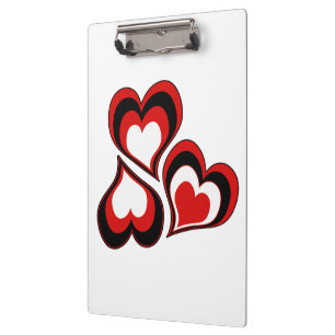 Porte-bloc Coeurs, rouge, noir, blanc, Saint Valentin.