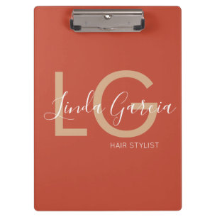 Porte-bloc Coiffeur Brun Orange Beige Monogrammé Po