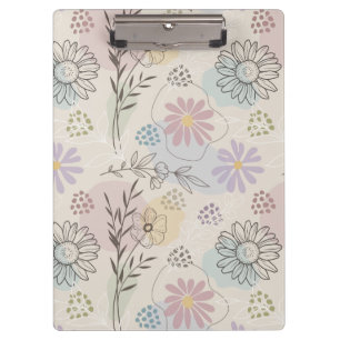 Porte-bloc Collage de fleurs sauvages pastel – Géométrique fl
