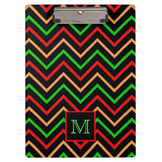 Porte-bloc Colorful Cool Chevron on Black Monogrammed (Devant)