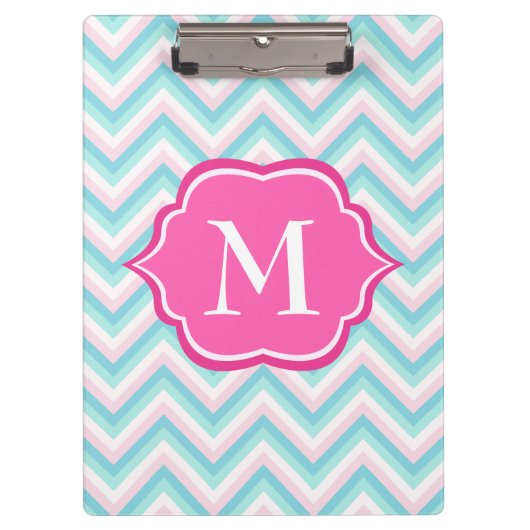Porte-bloc Conception blanche rose bleue de monogramme de (Devant)
