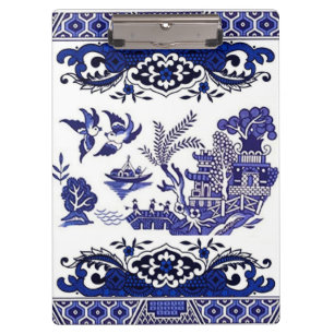 Porte-bloc Conception bleue bleue et blanche de saule de la