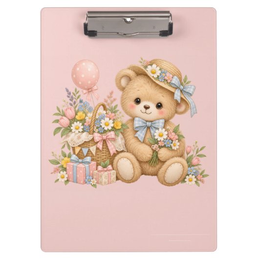 Porte-bloc Conception de fête de nounours mignon (Devant)