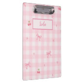 Porte-bloc Conception de nom de script à nœud cerise en vichy (Swatch)