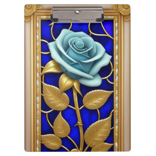 Porte-bloc Conception de Rose Bleue en Verre Coloré