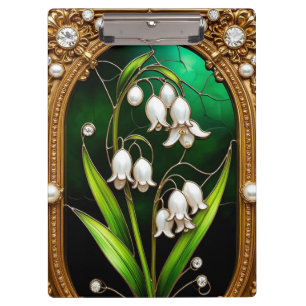 Porte-bloc Conception florale dans un cadre doré