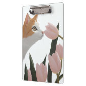 Porte-bloc Conception florale de chat orange et blanc (Gauche)