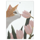 Porte-bloc Conception florale de chat orange et blanc (Dos)