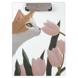 Porte-bloc Conception florale de chat orange et blanc