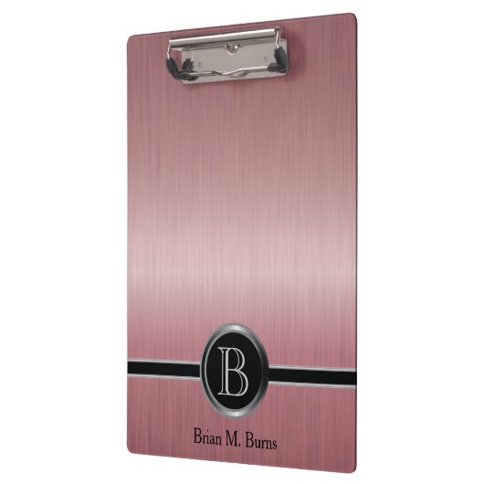 Porte-bloc Conception Monogramme Exécutif - Ruby Brush Steel (Gauche)