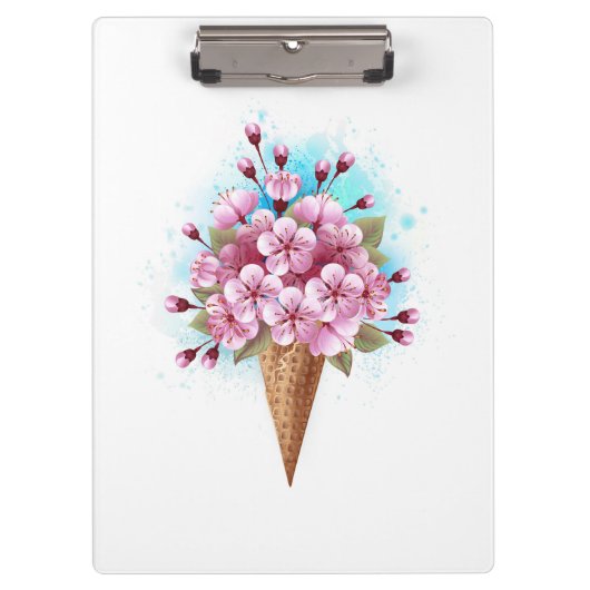 Porte-bloc Cône rose Sakura crème glacée gaufre (Devant)
