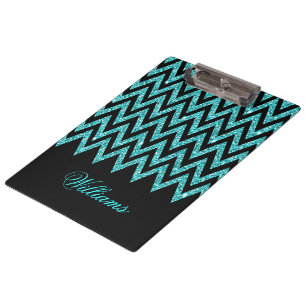 Porte-bloc Cool chevron zigzag paon bleu faux parties scintil