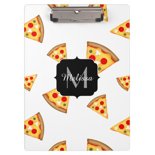 Porte-bloc Cool et fun pizza tranches motif Monogram blanc (Devant)