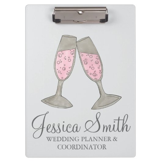 Porte-bloc Coordinateur Wedding planner en verre de Champagne (Devant)