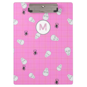 Porte-bloc Coquette Personnalisée Pink Plaid Halloween Skuls
