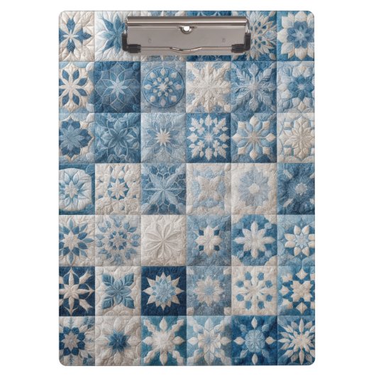 Porte-bloc Couche de flocons de neige bleu et blanc (Devant)