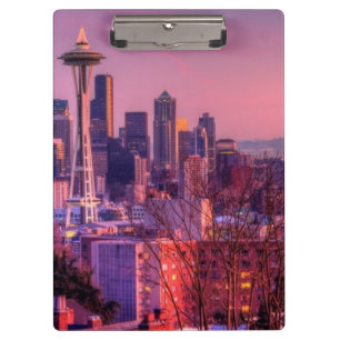 Porte-bloc Coucher du soleil derrière l'horizon de Seattle d
