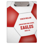 Porte-bloc couleur rouge blanc de l'équipe entraîneur de foot (Devant)