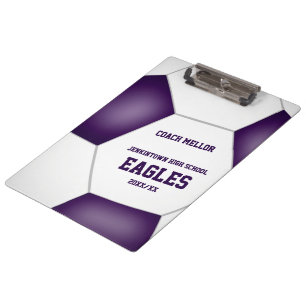 Porte-bloc couleurs d'équipe violet blanc entraîneur de footb