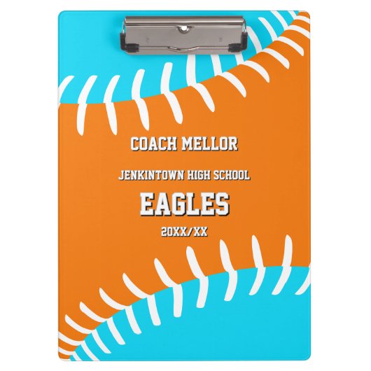Porte-bloc Couleurs d'une équipe de baseball/softball avec no (Devant)