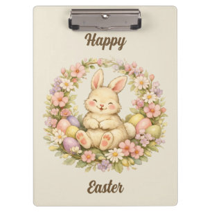 Porte-bloc Couronne florale de Pâques vintage avec un lapin j