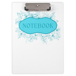 Porte-bloc Couverture de cahier floral bleu
