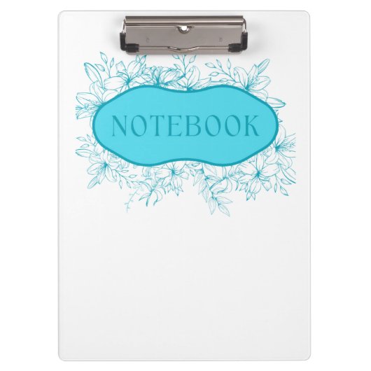 Porte-bloc Couverture de cahier floral bleu (Devant)