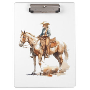 Porte-bloc cowgirl blonde à cheval, personnalisable